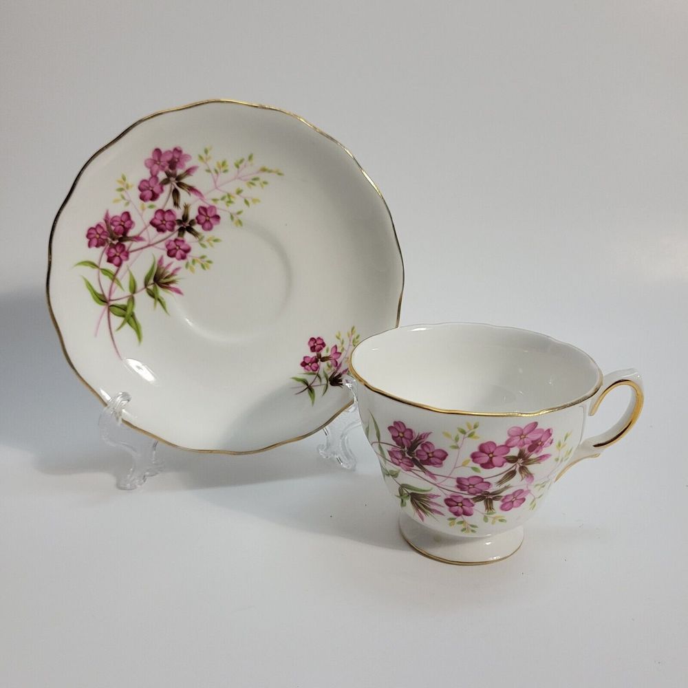 Royal Vale Bone China  Botanical Pink Floral Cup & Saucer